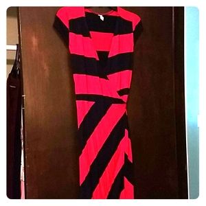 Old Navy black& red striped wrap dress XS